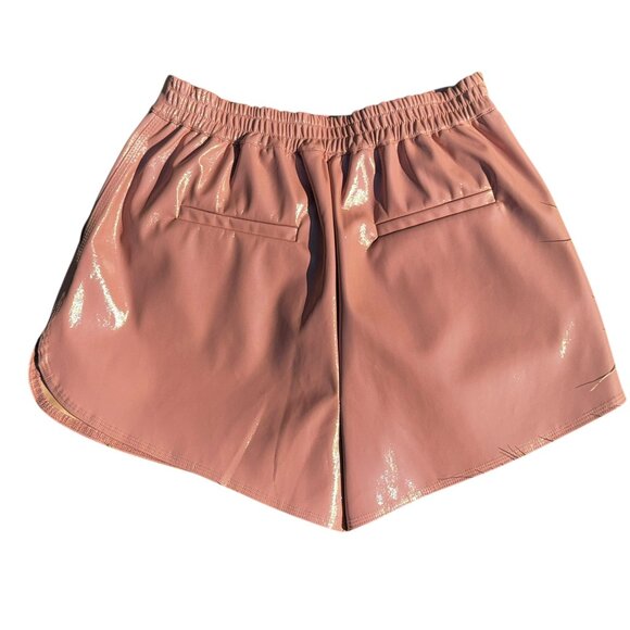 Like new GREY LAB High Waist Shiny Faux Leather Shorts in Dusty Rose Size Small - Picture 2 of 11